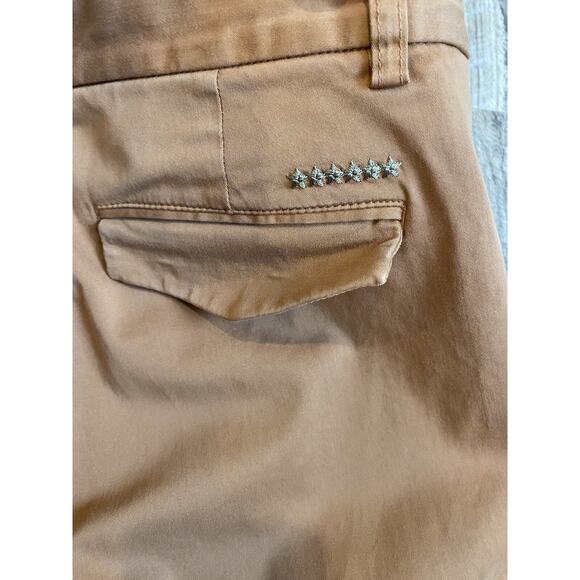 0039 ITALY Womens Pants Size Small Stretch Tan Brown Cropped Capri Quiet Luxury - Picture 3 of 14